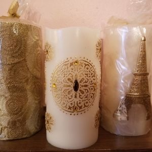 Set of 3 gold candles